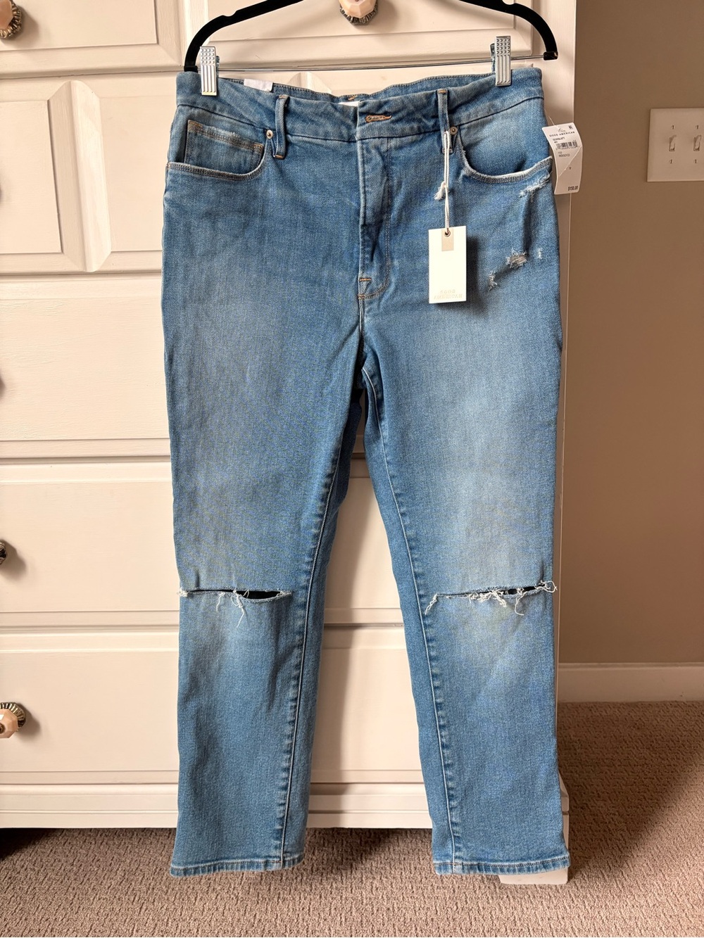 Good American Good Classic Jeans. Straight Leg, High-Rise, Stretch, Size 12